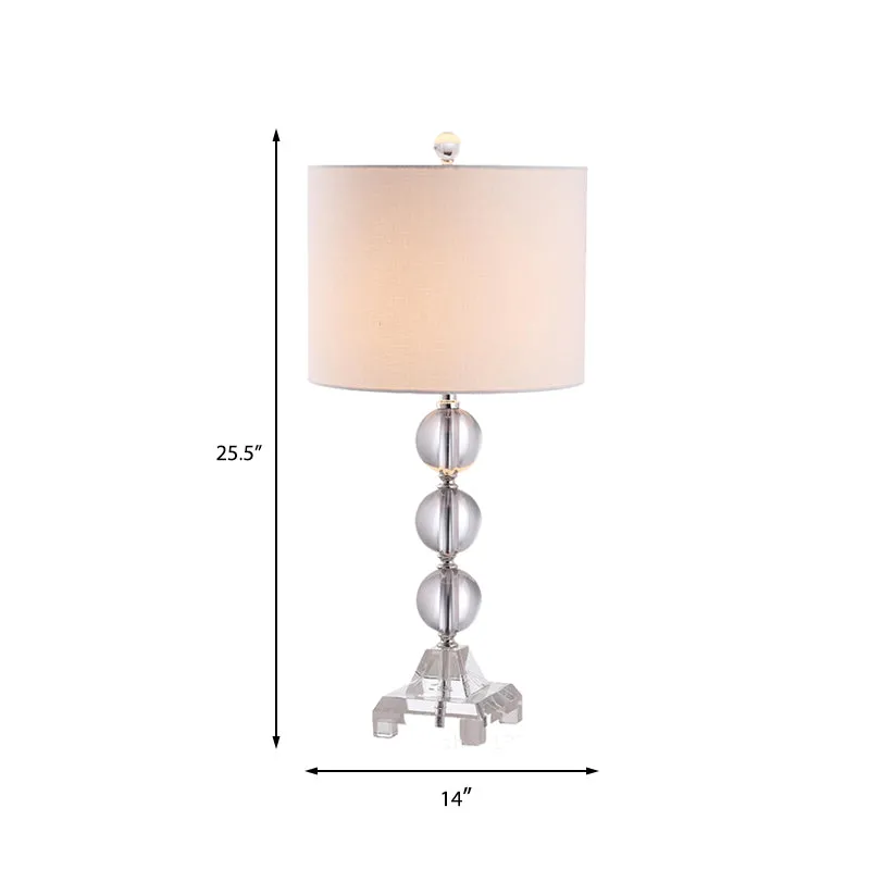 Eenvoud Bolvormige stoffen bureaulamp Handgeslepen kristal 1-lamps nachttafellamp wit Clearhalo