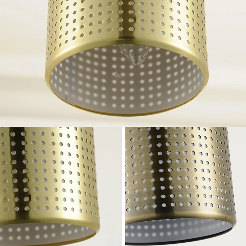 Eenvoud geperforeerde fles multi-hanglamp metaal 3-lichts eetkamer hanglampset messing Clearhalo