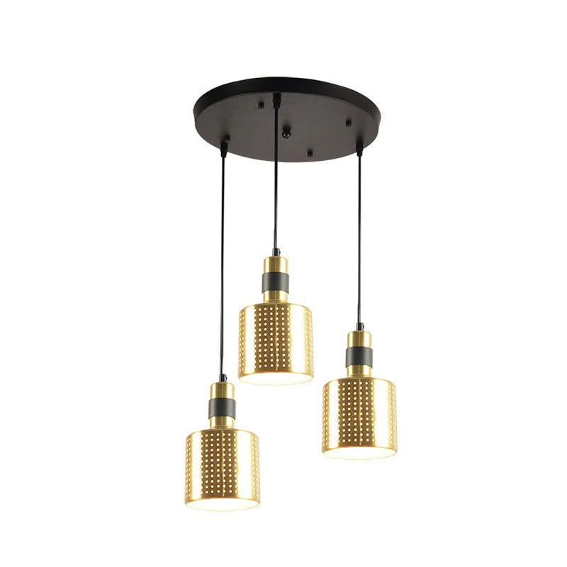Eenvoud geperforeerde fles multi-hanglamp metaal 3-lichts eetkamer hanglampset messing Clearhalo