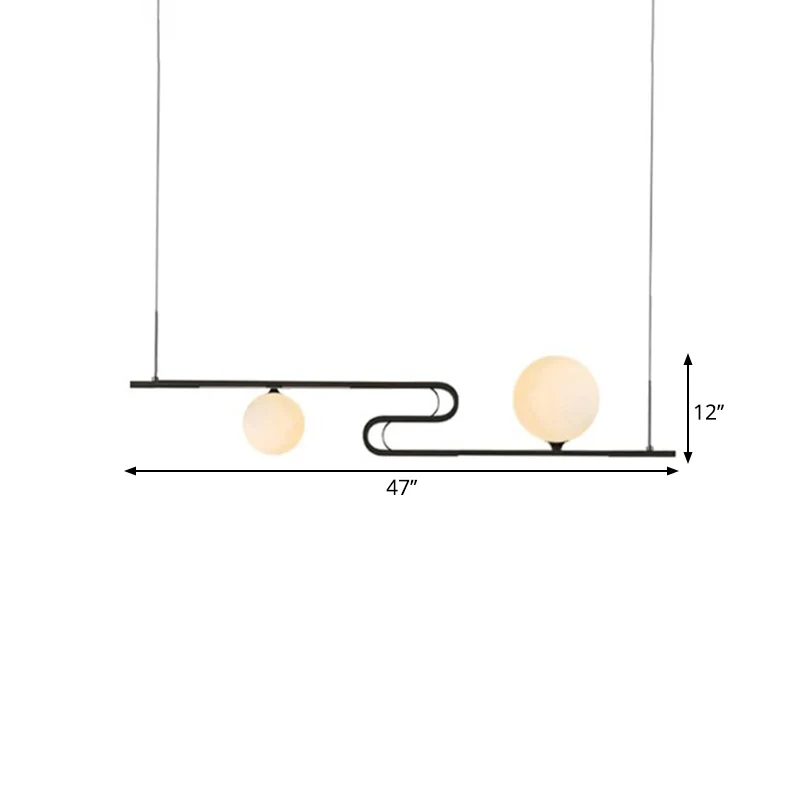 Eenvoud Modo hangende kroonluchter melkachtig glas 1/2-kops eetzaal eilandlamp met vouwlijnontwerp zwart Clearhalo