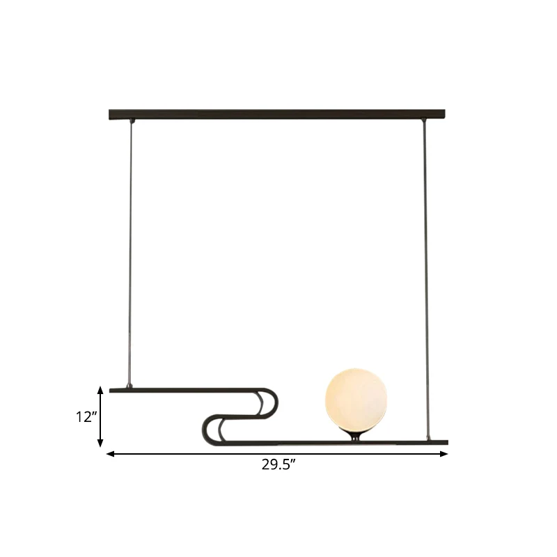 Eenvoud Modo hangende kroonluchter melkachtig glas 1/2-kops eetzaal eilandlamp met vouwlijnontwerp zwart Clearhalo