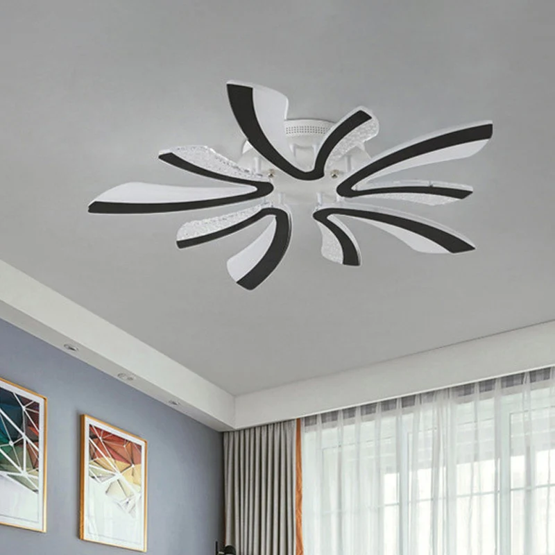 Eenvoud Paardebloem LED-plafondlamp acryl 3/5 lampen woonkamer semi-inbouwlicht zwart, warm/wit licht Clearhalo