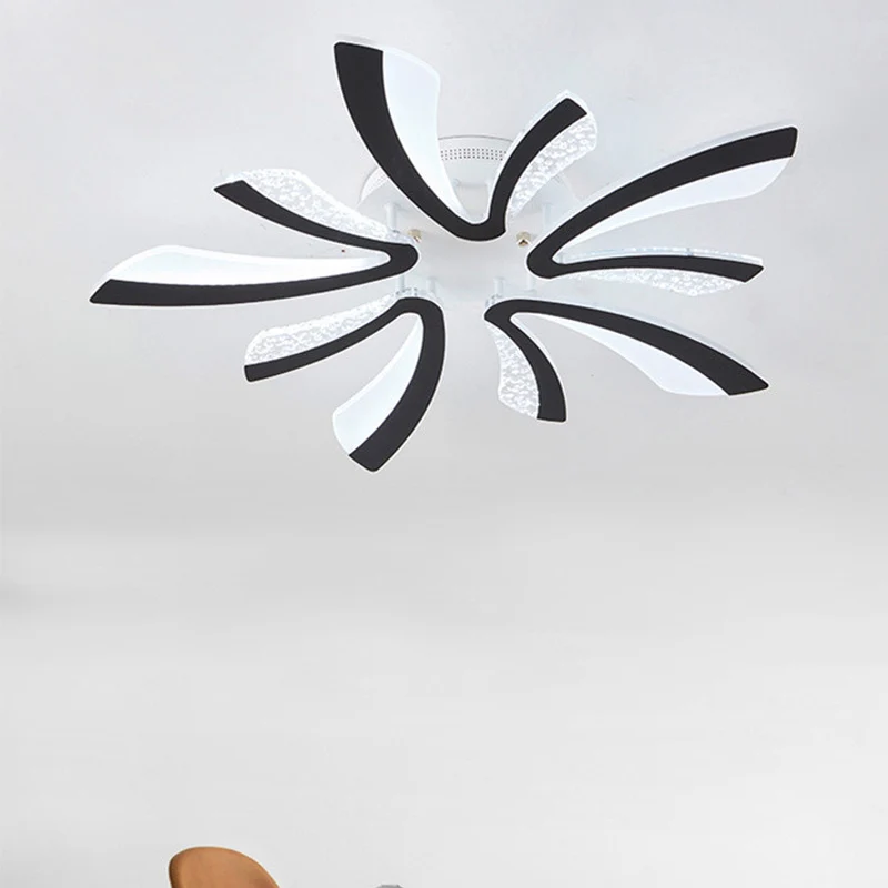 Eenvoud Paardebloem LED-plafondlamp acryl 3/5 lampen woonkamer semi-inbouwlicht zwart, warm/wit licht Clearhalo