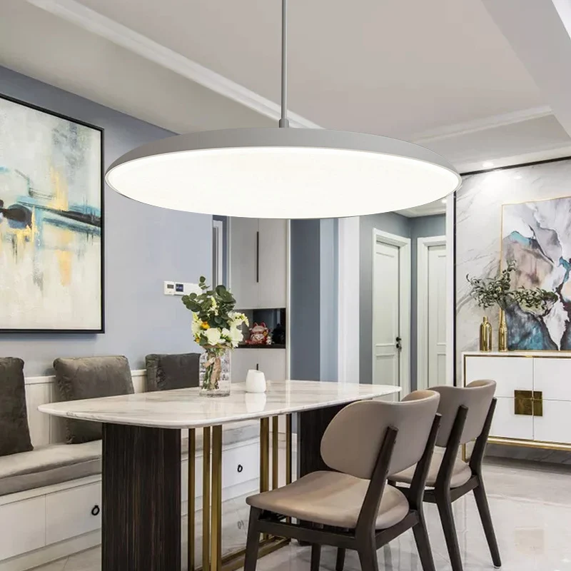 Eenvoud ronde LED-hanger metalen eetkamer plafond hanglamp met acryl diffuser Clearhalo