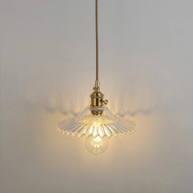 Eenvoud Schaduwrijke hanglamp 1 lamp Helder getextureerd glazen hanglamp Clearhalo