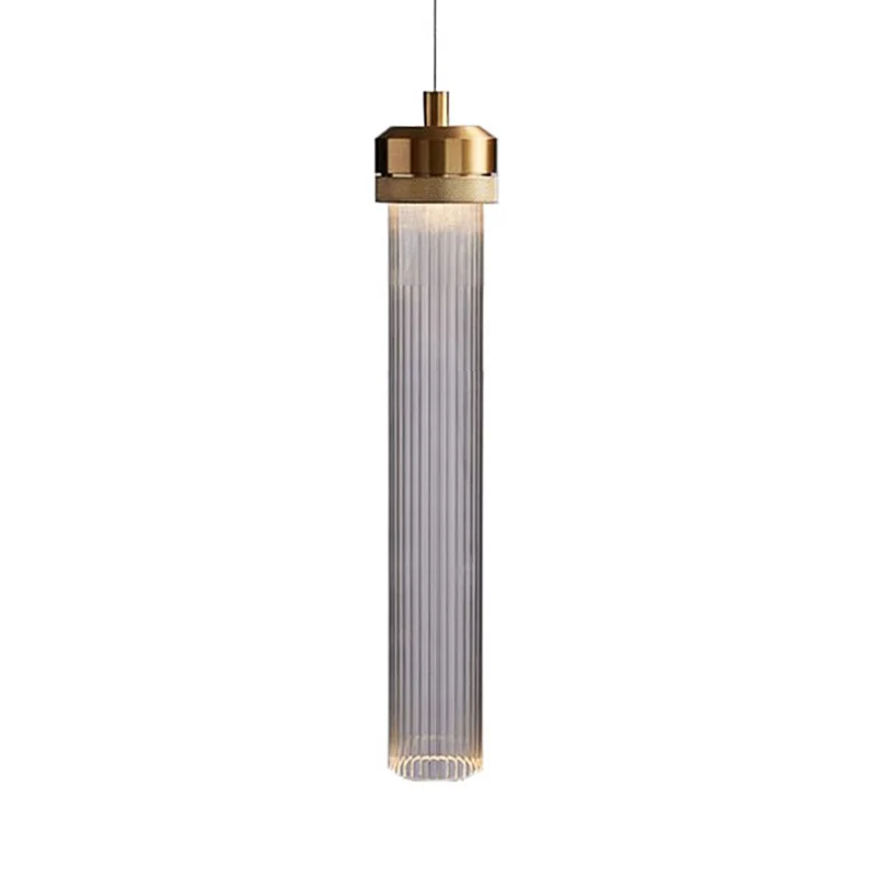 Eenvoudige 1-lichts hanglamp met helder glazen kap Gouden cilinder hanglamp voor restaurantslaapkamer Clearhalo