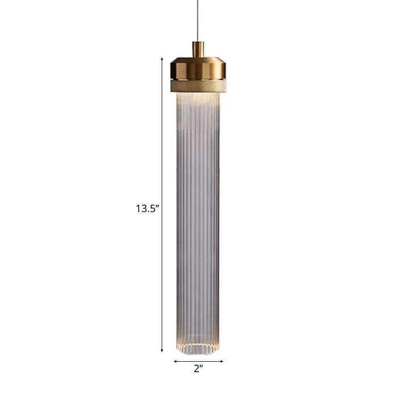Eenvoudige 1-lichts hanglamp met helder glazen kap Gouden cilinder hanglamp voor restaurantslaapkamer Clearhalo