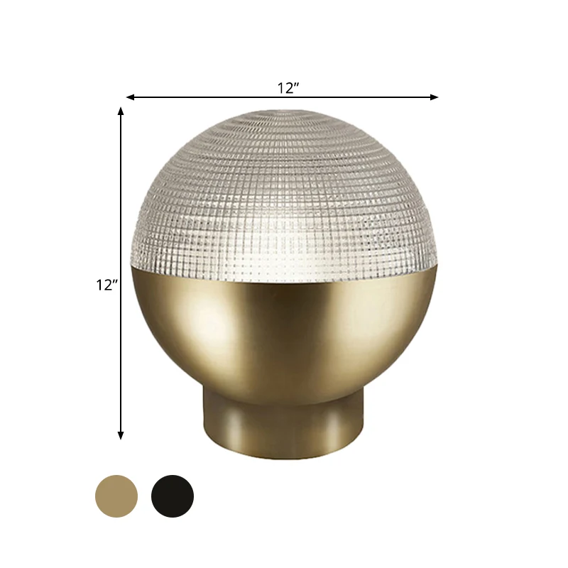 Eenvoudige globale prismatische glazen nachtlamp met 1 kop en tafelverlichting zwart/goud voor de woonkamer Clearhalo