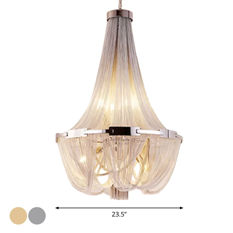 Eenvoudige hangende kroonluchter met 16 lampen, mand met neerwaartse verlichting en aluminium kap Clearhalo