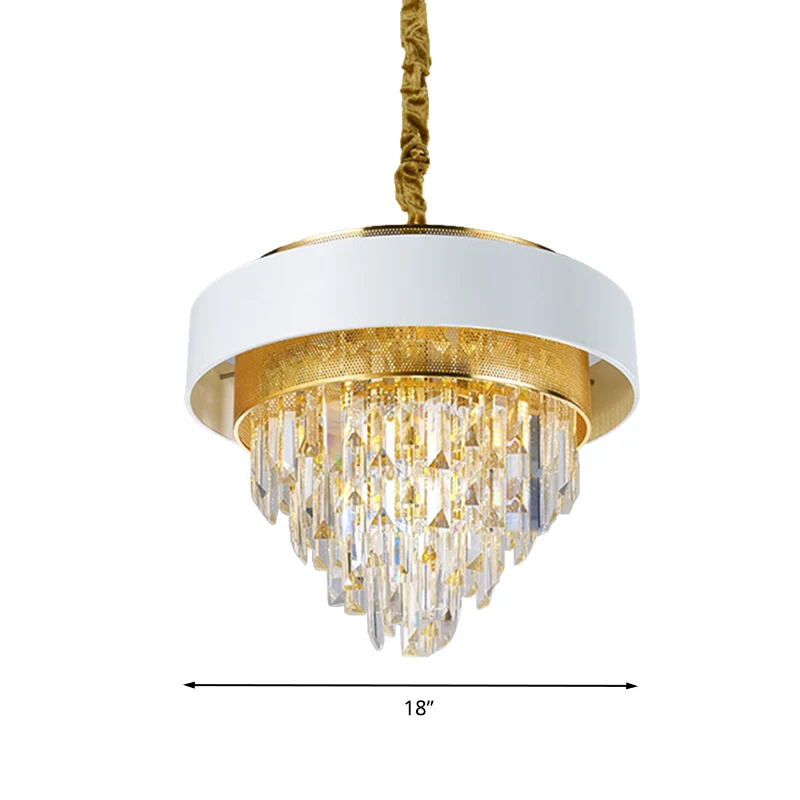 Eenvoudige ronde kroonluchterlamp Kristal 5-lichts Eetkamerhanglampset wit/zwart Clearhalo