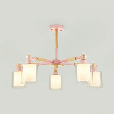 Eenvoudige stijl cilinder hangende hanger armatuur 5 lampen metaal en lampen hangende lampen voor kinderslaapkamer Clearhalo