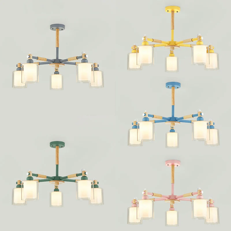 Eenvoudige stijl cilinder hangende hanger armatuur 5 lampen metaal en lampen hangende lampen voor kinderslaapkamer Clearhalo