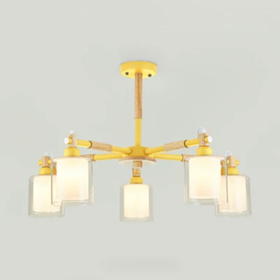 Eenvoudige stijl cilinder hangende hanger armatuur 5 lampen metaal en lampen hangende lampen voor kinderslaapkamer Clearhalo