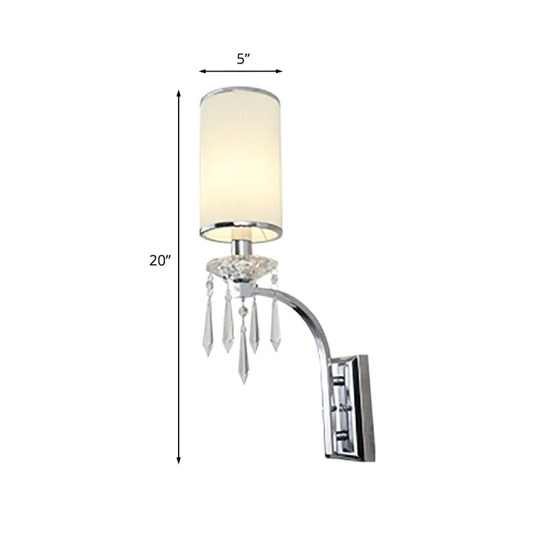 Eenvoudige zuil wandlamp 1 lamp geribbelde stoffen schansverlichting chroom voor woonkamer Clearhalo