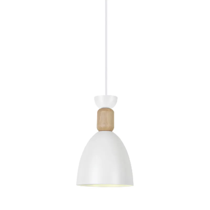 Eetkamer koepelvormige hanglamp metaal hout Macaron hanglamp met één lamp Clearhalo