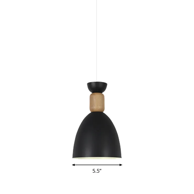 Eetkamer koepelvormige hanglamp metaal hout Macaron hanglamp met één lamp Clearhalo