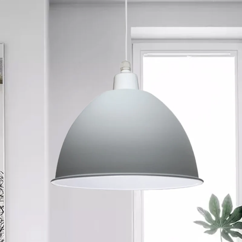Eetkamerhanglamp met 1 lamp, grijze/roze hangende hanglamp Scandinavische stijl met metalen koepelkap Clearhalo