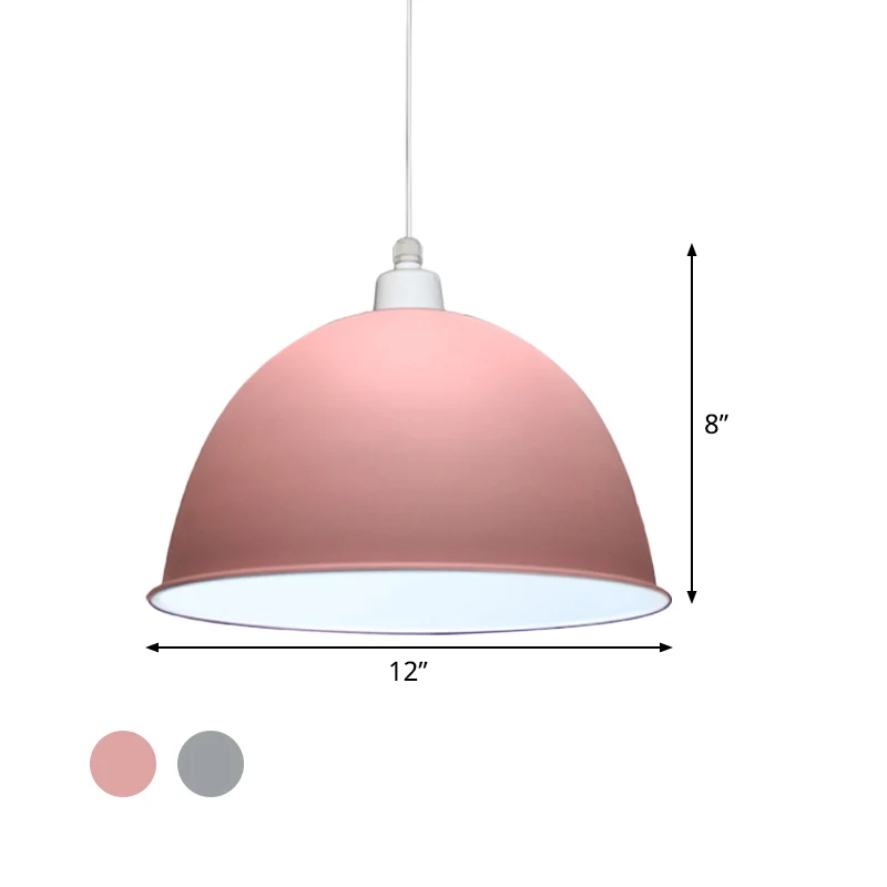 Eetkamerhanglamp met 1 lamp, grijze/roze hangende hanglamp Scandinavische stijl met metalen koepelkap Clearhalo