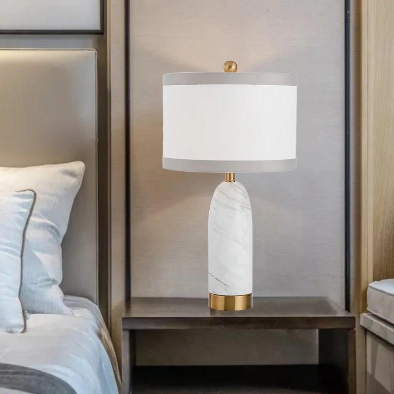 Eetkamerlamp met 1 kop, moderne witte tafellamp met cilindrische stoffen kap Clearhalo