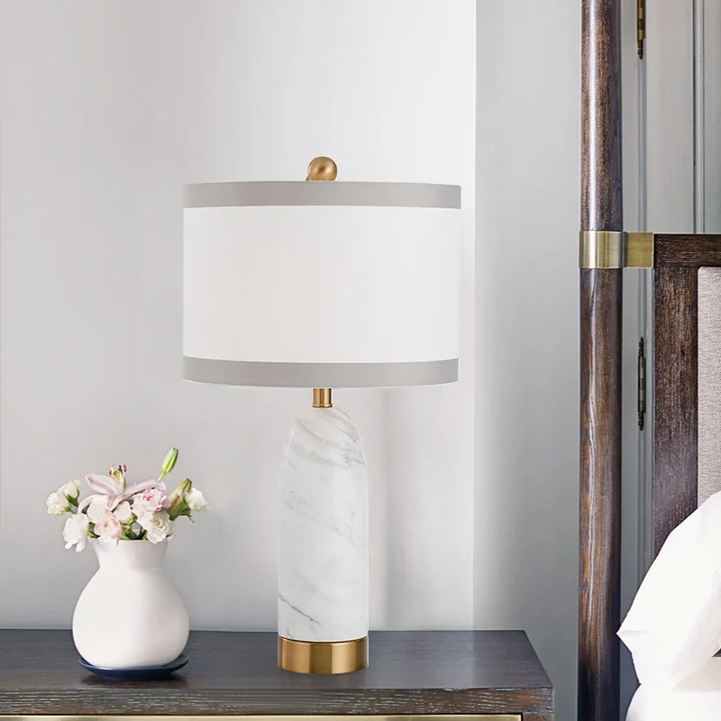 Eetkamerlamp met 1 kop, moderne witte tafellamp met cilindrische stoffen kap Clearhalo