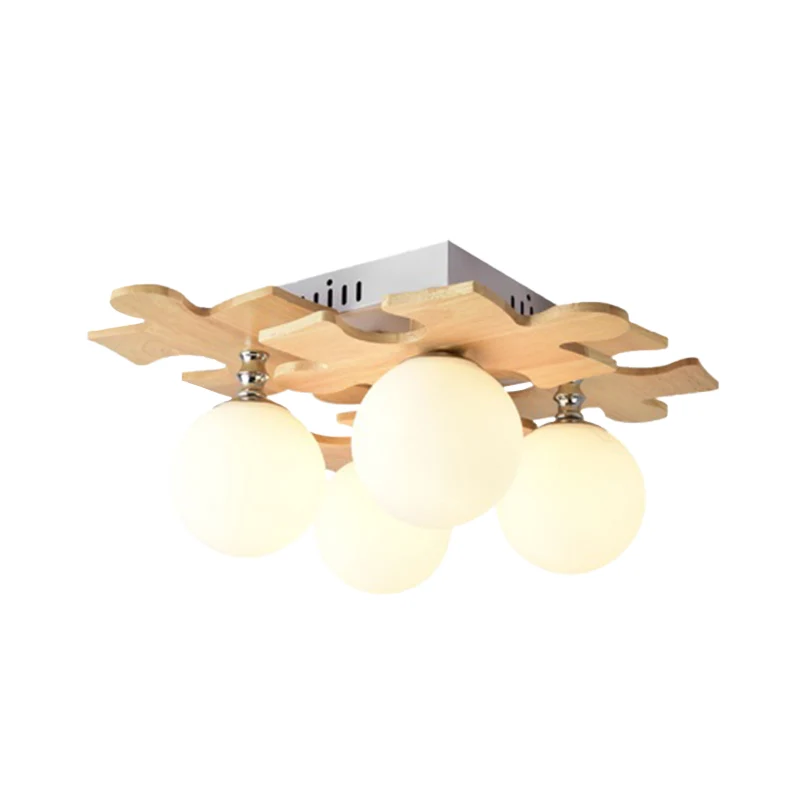 Eettafel Globe Inbouwlamp Opaalglas 4-lichts Moderne witte LED-plafondlamp Clearhalo