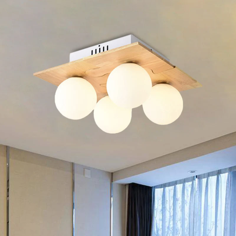 Eettafel Globe Inbouwlamp Opaalglas 4-lichts Moderne witte LED-plafondlamp Clearhalo