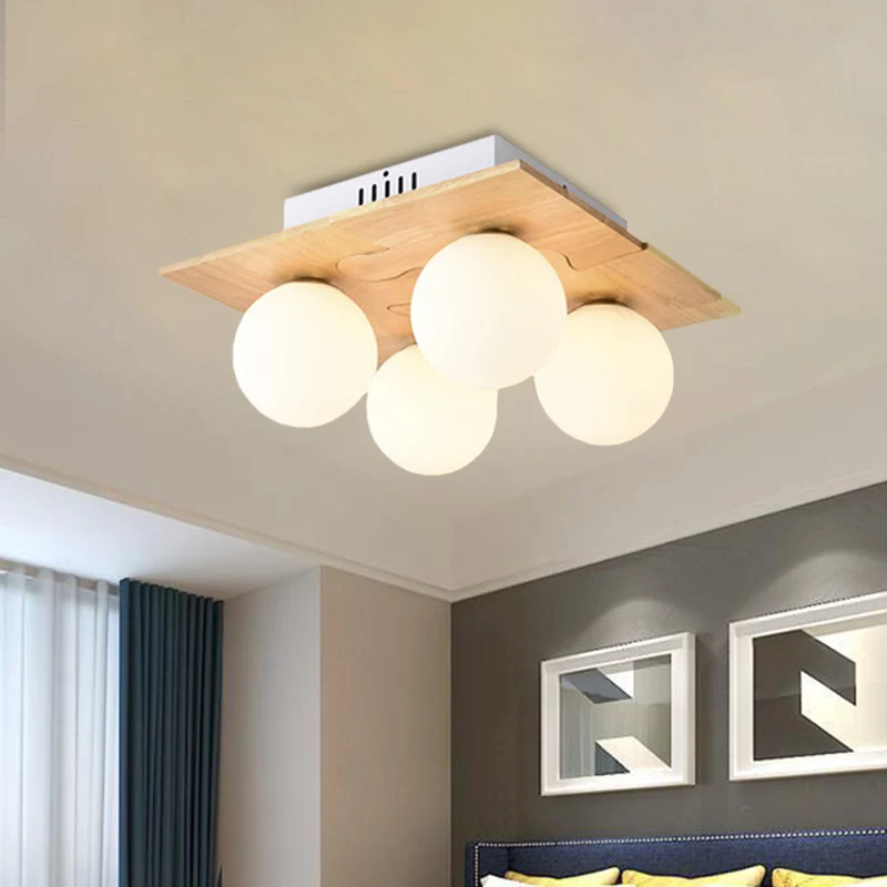 Eettafel Globe Inbouwlamp Opaalglas 4-lichts Moderne witte LED-plafondlamp Clearhalo