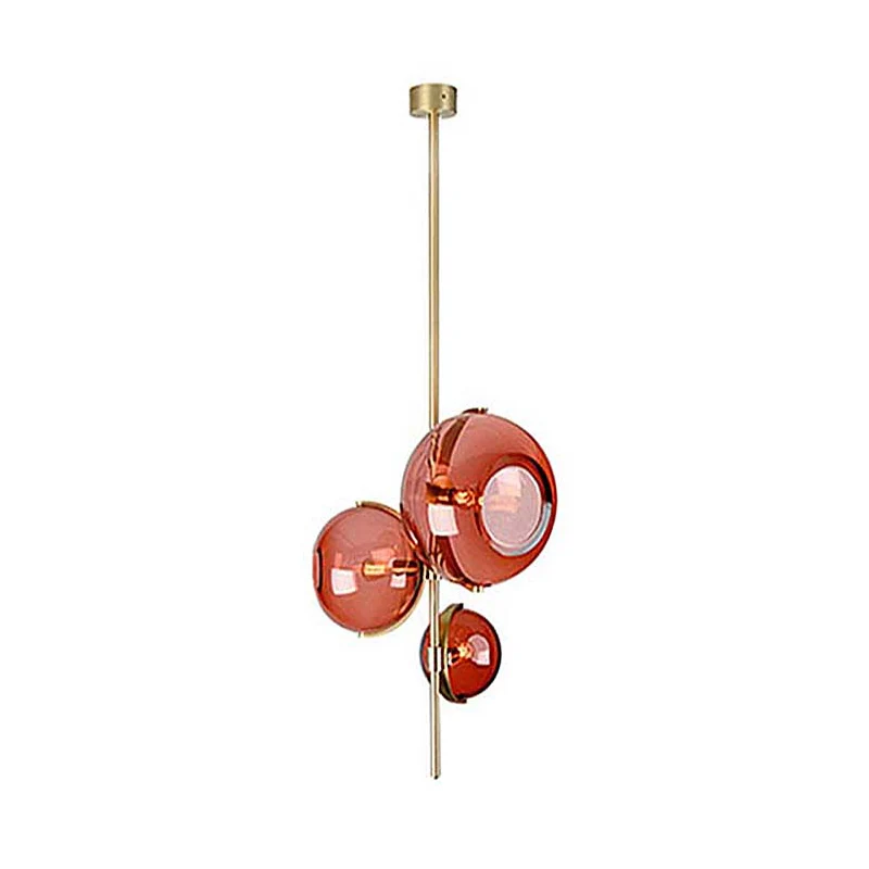 Eigentijdse bol rood glazen kroonluchter 3-koppige eetkamer hangende verlichtingsarmatuur Clearhalo