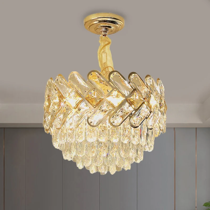 Eigentijdse Bowl-plafondlamp Crystal Block 5/7-Head salon kroonluchter hanglamp goud Clearhalo