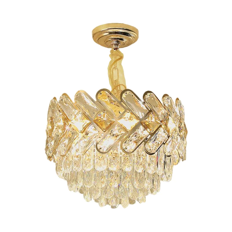 Eigentijdse Bowl-plafondlamp Crystal Block 5/7-Head salon kroonluchter hanglamp goud Clearhalo