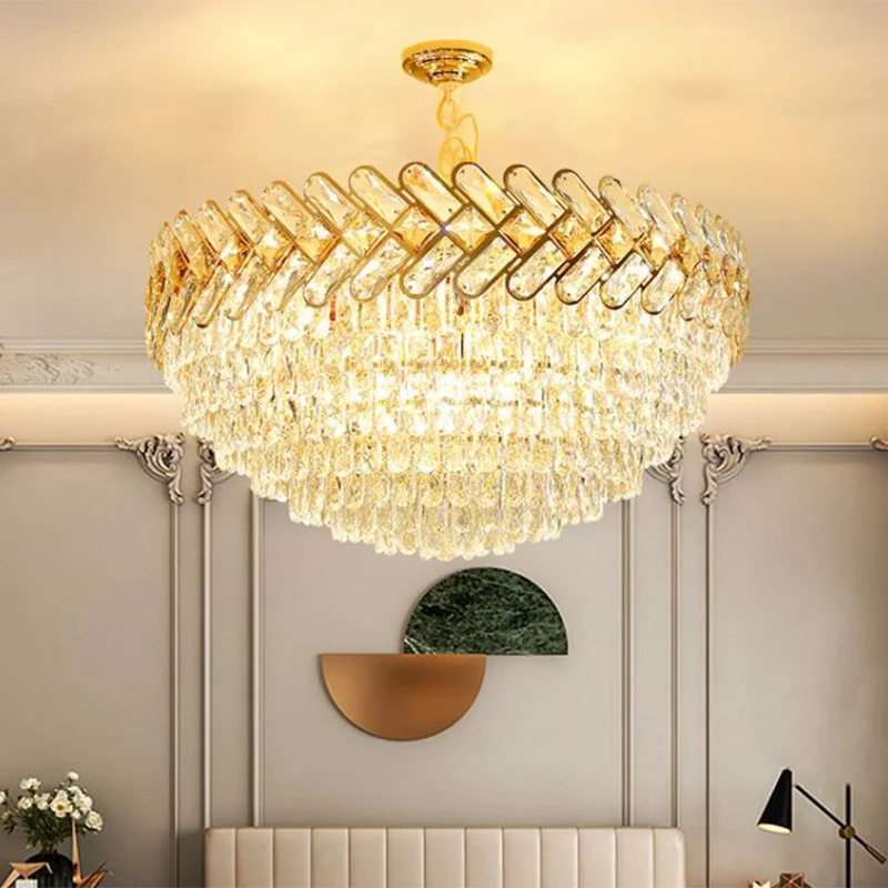 Eigentijdse Bowl-plafondlamp Crystal Block 5/7-Head salon kroonluchter hanglamp goud Clearhalo
