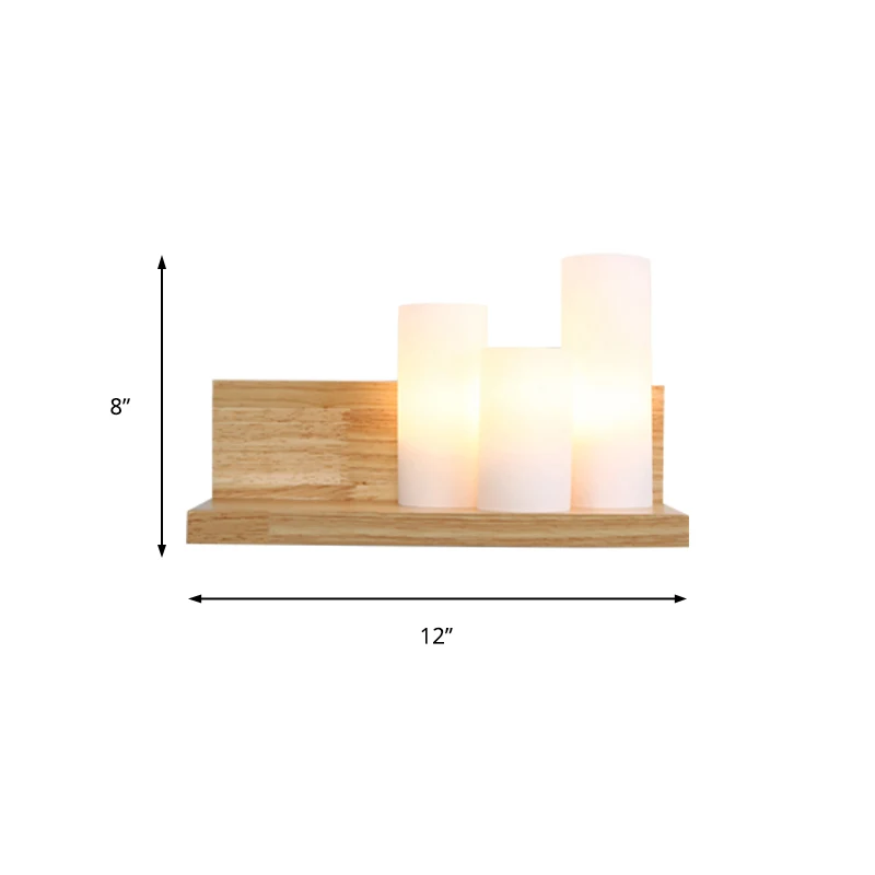 Eigentijdse buisschaduw wandverlichting 3-koppige melkglazen wandlamp met houten plank voor stoffenwinkel Clearhalo