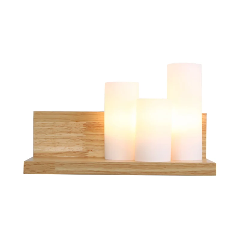 Eigentijdse buisschaduw wandverlichting 3-koppige melkglazen wandlamp met houten plank voor stoffenwinkel Clearhalo