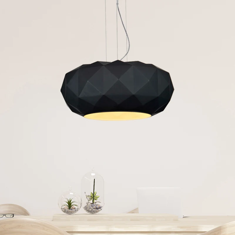 Eigentijdse Diamond Drop hanglamp metallic 1-lamps eetkamer plafondlamp met trommelontwerp zwart Clearhalo
