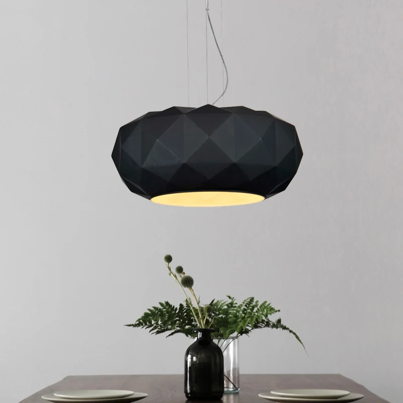 Eigentijdse Diamond Drop hanglamp metallic 1-lamps eetkamer plafondlamp met trommelontwerp zwart Clearhalo