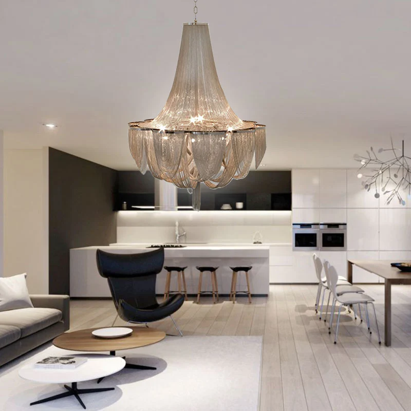 Eigentijdse Empire kroonluchter aluminium ketting eetkamer plafond hanglamp Clearhalo