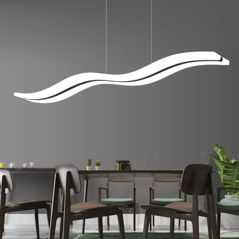 Eigentijdse golvende acryl hangende LED-plafondlamp boven eiland warm/wit/natuurlijk licht Clearhalo