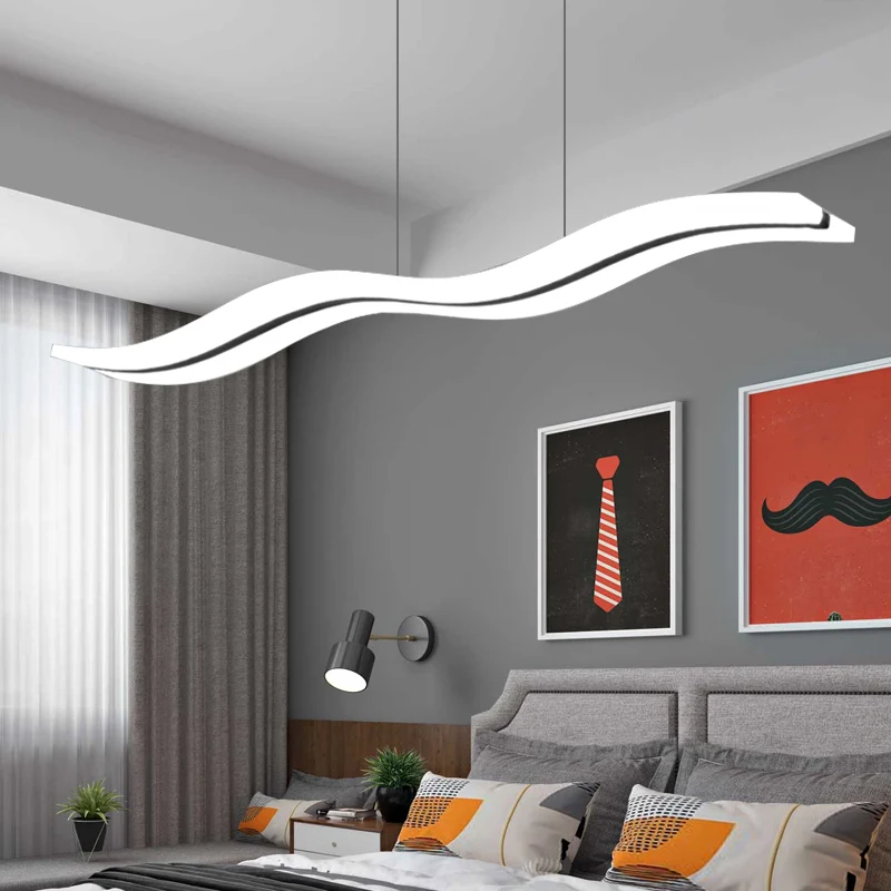 Eigentijdse golvende acryl hangende LED-plafondlamp boven eiland warm/wit/natuurlijk licht Clearhalo