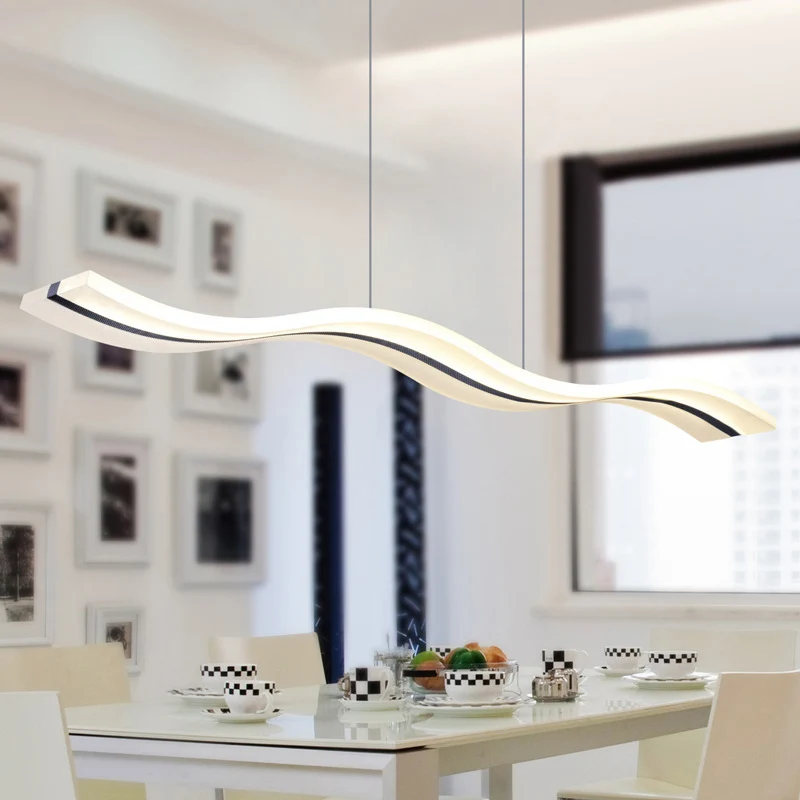 Eigentijdse golvende acryl hangende LED-plafondlamp boven eiland warm/wit/natuurlijk licht Clearhalo