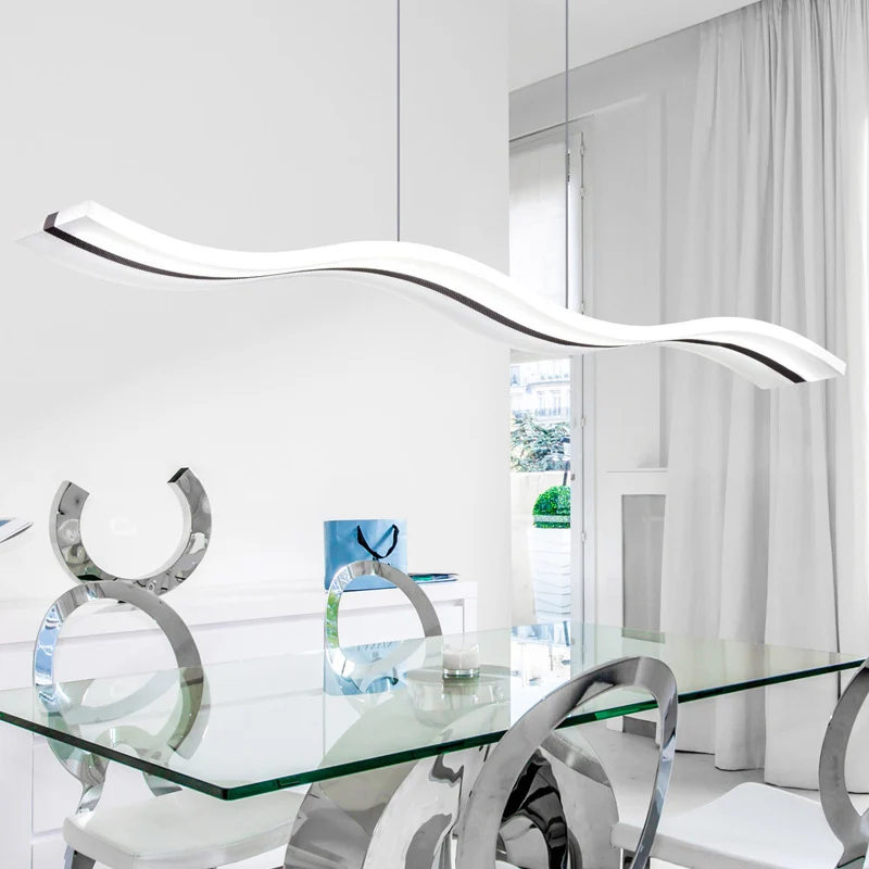 Eigentijdse golvende acryl hangende LED-plafondlamp boven eiland warm/wit/natuurlijk licht Clearhalo