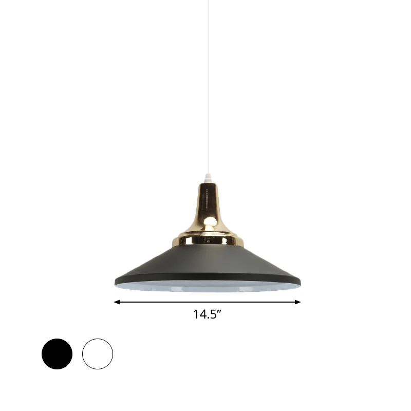 Eigentijdse hanglamp met ondiepe kegel, één lichte aluminium hanglamp voor hotelkeuken Clearhalo