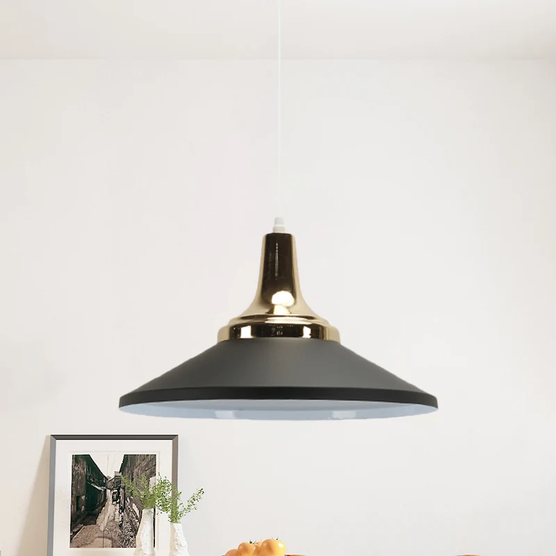 Eigentijdse hanglamp met ondiepe kegel, één lichte aluminium hanglamp voor hotelkeuken Clearhalo
