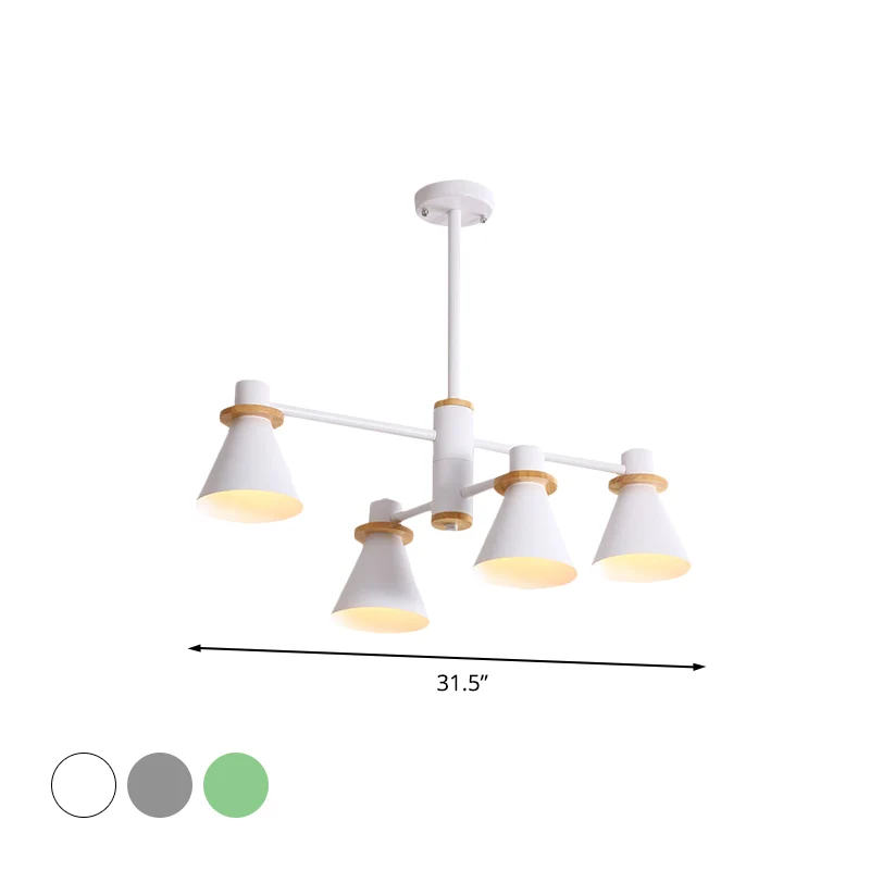 Eigentijdse hanglamp met trechterschaduw, metalen 2-laags 4/6/8 lichtkroonluchter voor restaurant Clearhalo
