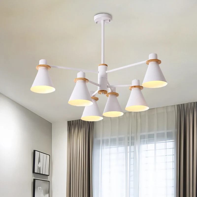Eigentijdse hanglamp met trechterschaduw, metalen 2-laags 4/6/8 lichtkroonluchter voor restaurant Clearhalo