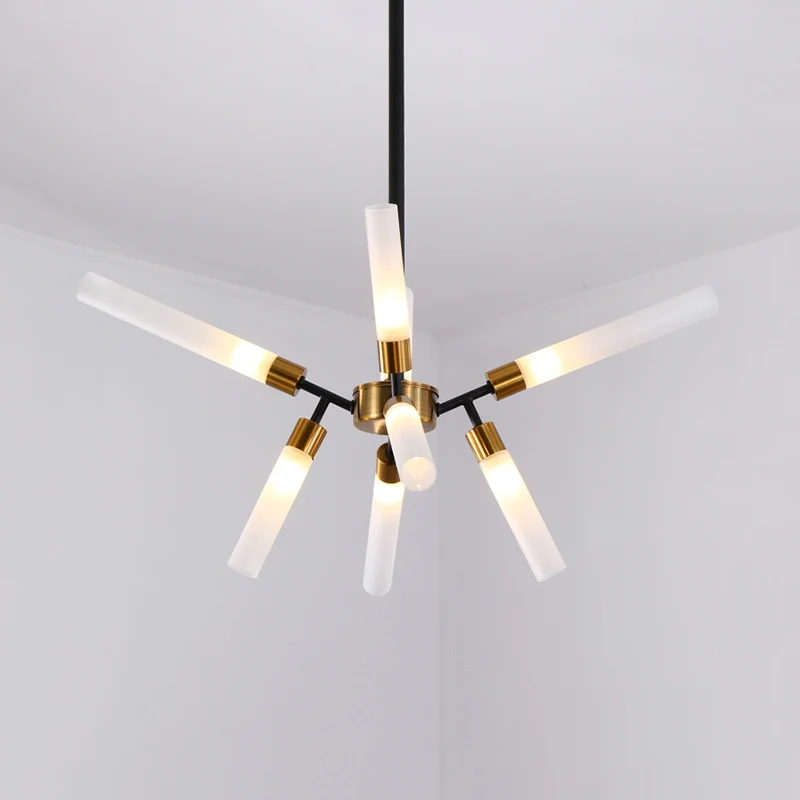 Eigentijdse hanglamp vonkvorm, metalen kroonluchter met 8 lampen voor slaapkamerkledingwinkel Clearhalo