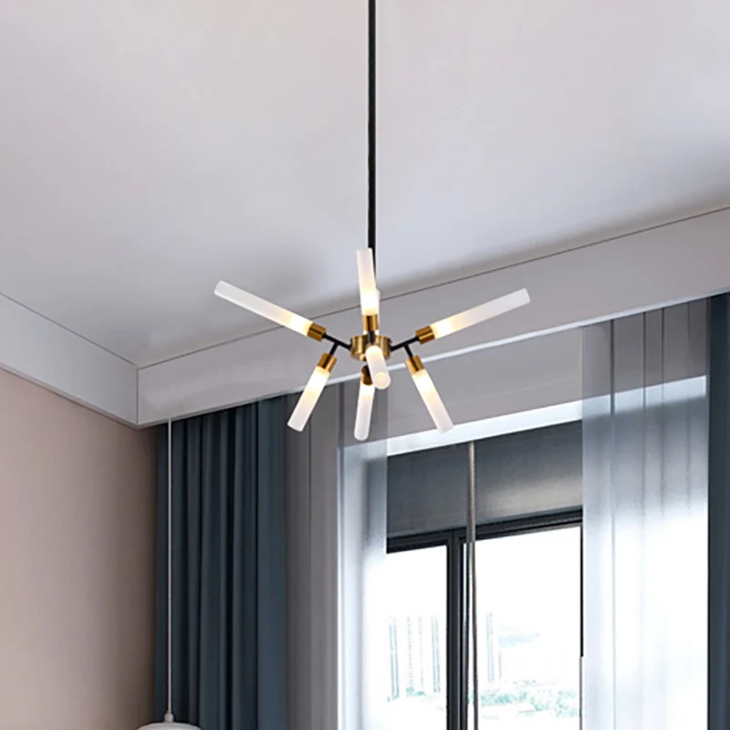 Eigentijdse hanglamp vonkvorm, metalen kroonluchter met 8 lampen voor slaapkamerkledingwinkel Clearhalo