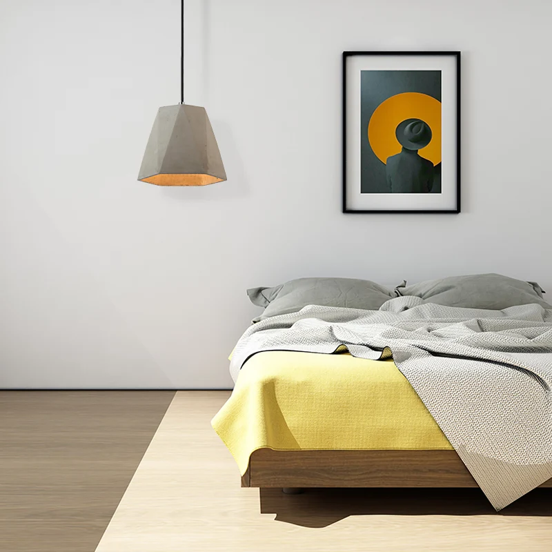 Eigentijdse rechthoekige/zeshoekige hanglamp 1-lichts betonnen plafondlamp met verstelbaar snoer grijs Clearhalo