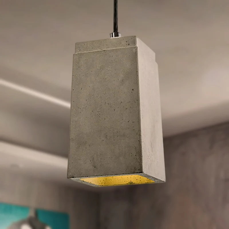 Eigentijdse rechthoekige/zeshoekige hanglamp 1-lichts betonnen plafondlamp met verstelbaar snoer grijs Clearhalo