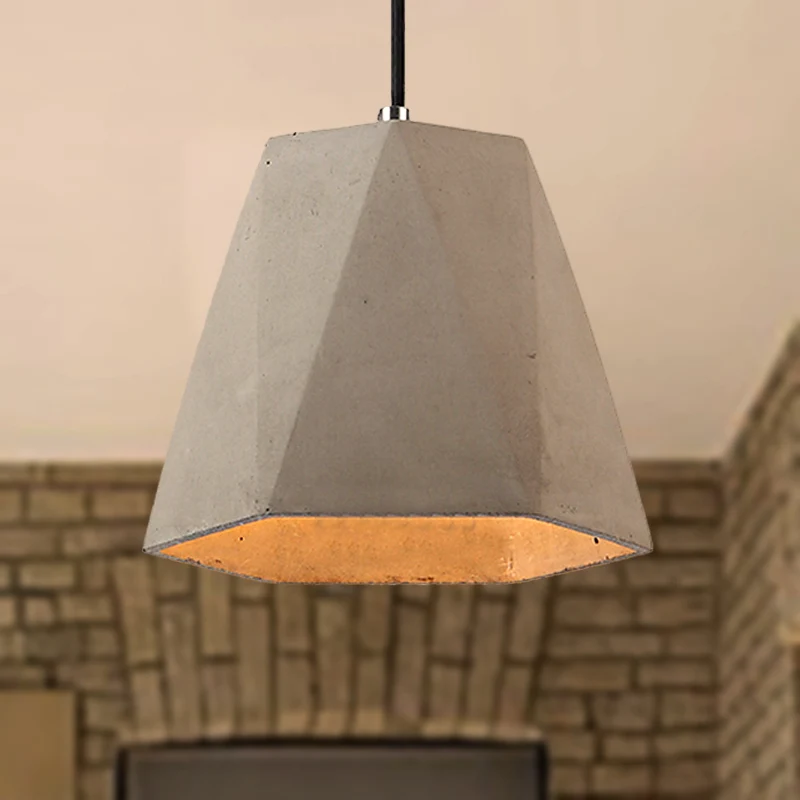 Eigentijdse rechthoekige/zeshoekige hanglamp 1-lichts betonnen plafondlamp met verstelbaar snoer grijs Clearhalo