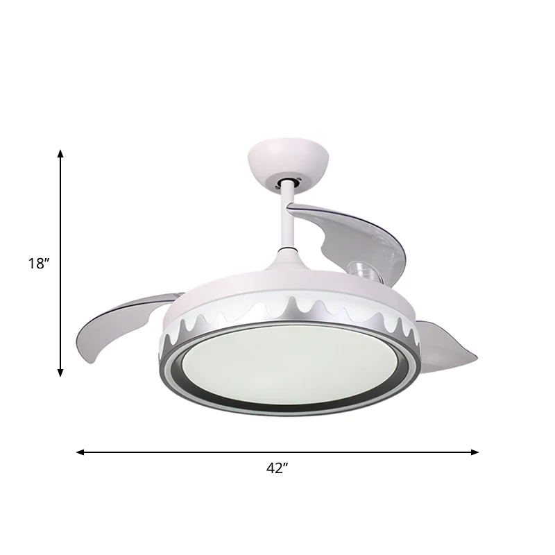 Eigentijdse ronde, half verzonken acryl 42 inch brede LED-plafondventilator voor slaapkamer met 3 heldere bladen wit Clear...